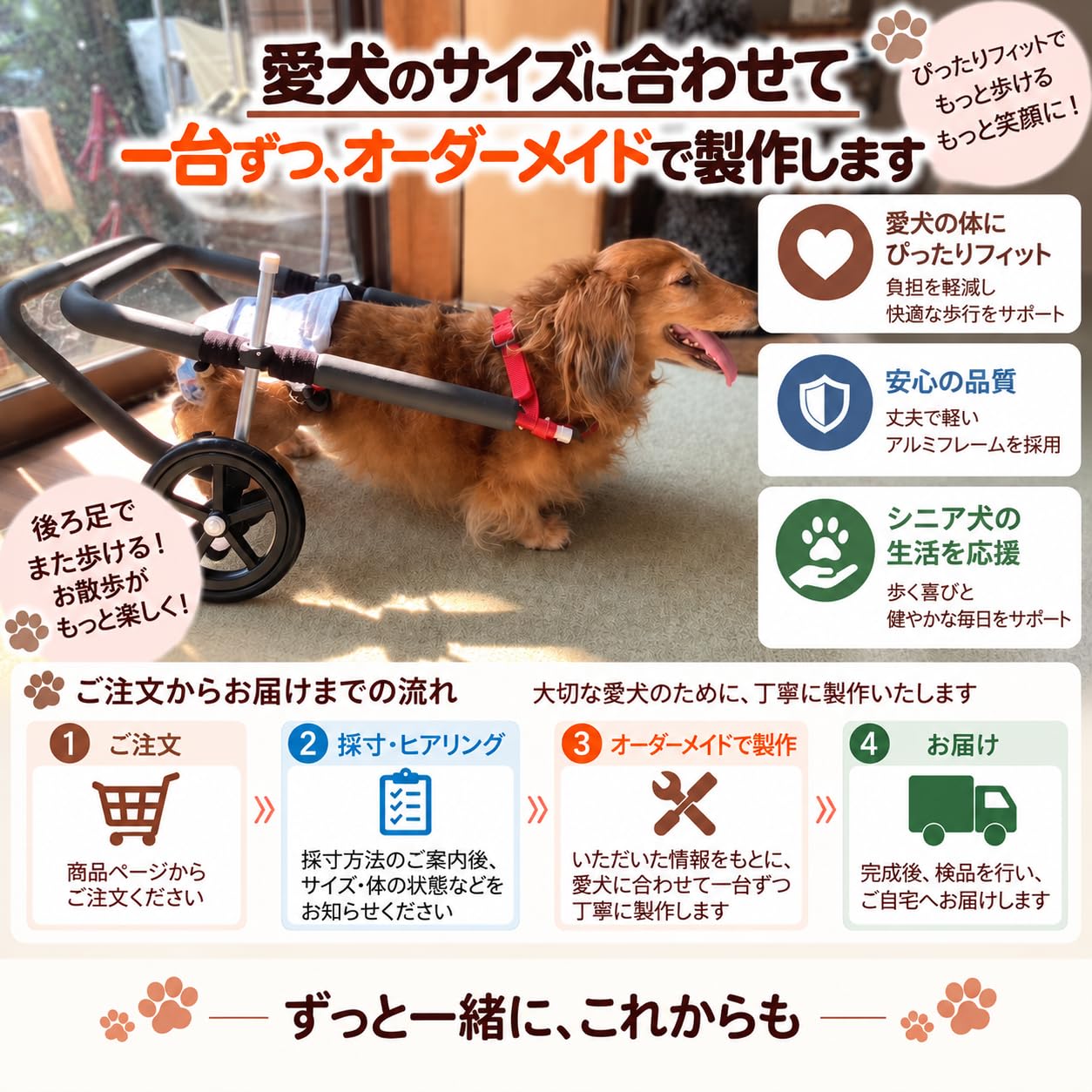 Amazon.co.jp: 歩犬舎 犬用車椅子 小型犬用 2輪 オーダーメイド 歩行器